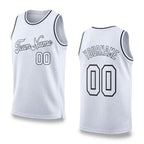 Custom White White-Black Authentic Throwback Basketball Jersey