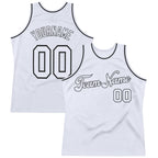 Custom White White-Black Authentic Throwback Basketball Jersey photo 1