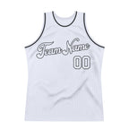 Custom White White-Black Authentic Throwback Basketball Jersey photo 4