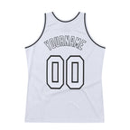 Custom White White-Black Authentic Throwback Basketball Jersey photo 5