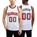 Custom White Orange-Black Authentic Throwback Basketball Jersey worn front and back