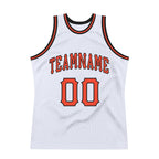 Custom White Orange-Black Authentic Throwback Basketball Jersey photo 4