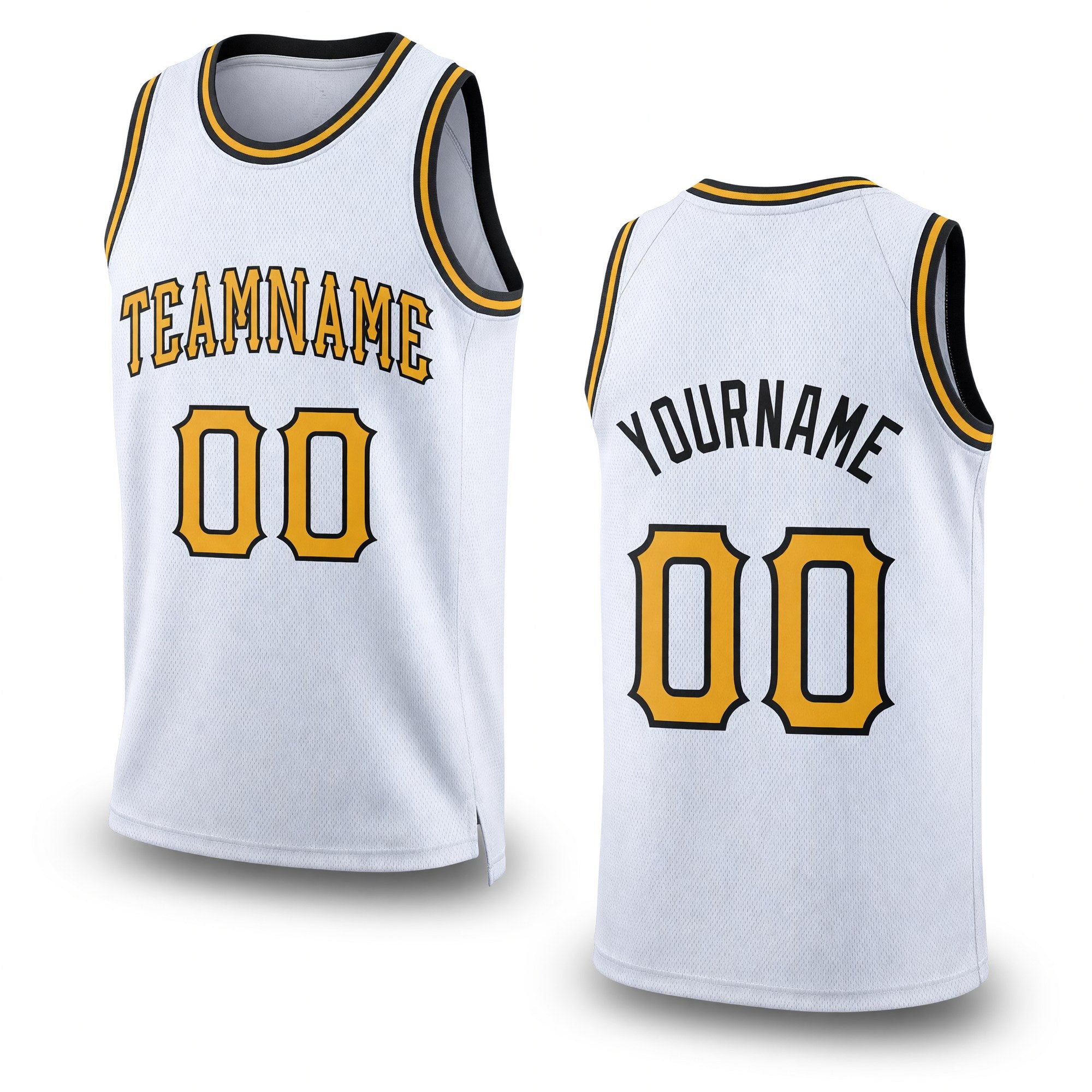Custom White Old Gold-Black Authentic Throwback Basketball Jersey