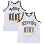 Custom White Old Gold-Black Authentic Throwback Basketball Jersey photo 1