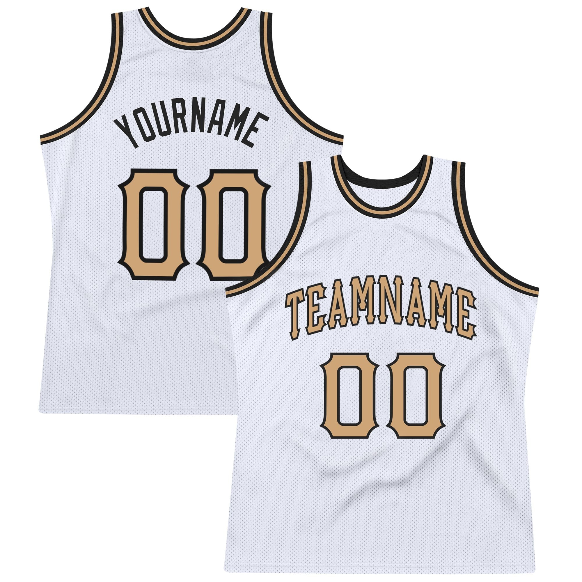 Custom White Old Gold-Black Authentic Throwback Basketball Jersey photo 1
