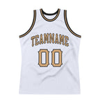 Custom White Old Gold-Black Authentic Throwback Basketball Jersey photo 4
