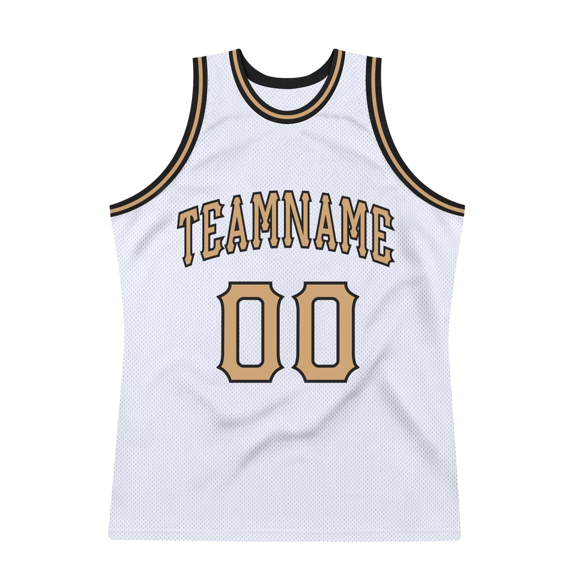 Custom White Old Gold-Black Authentic Throwback Basketball Jersey photo 4