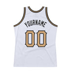 Custom White Old Gold-Black Authentic Throwback Basketball Jersey photo 5