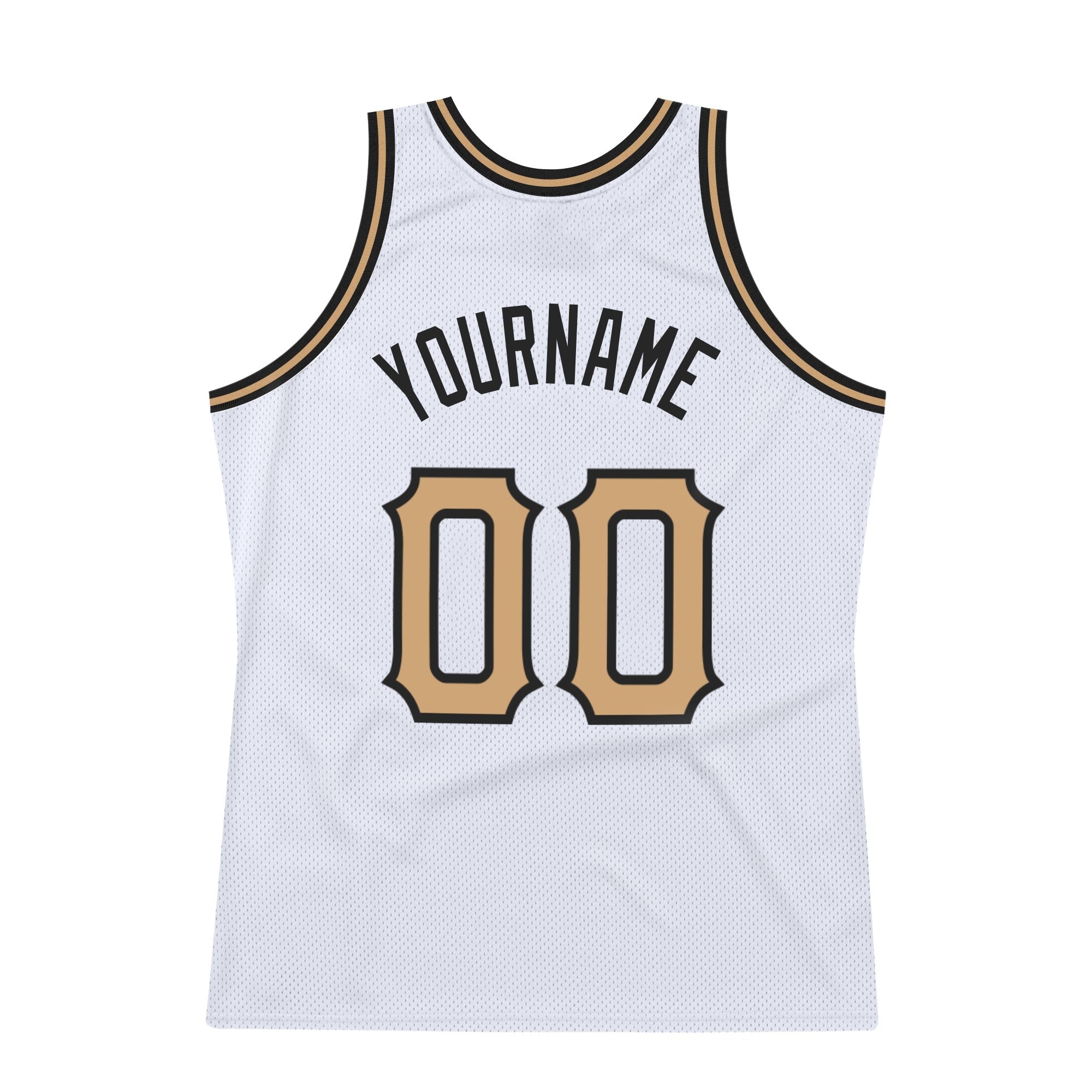 Custom White Old Gold-Black Authentic Throwback Basketball Jersey photo 5