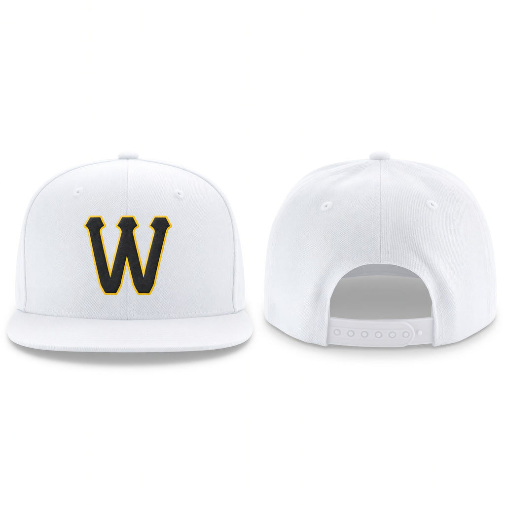 Custom White Black-Gold Stitched Adjustable Snapback Hat