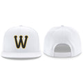 Custom White Black-Gold Stitched Adjustable Snapback Hat
