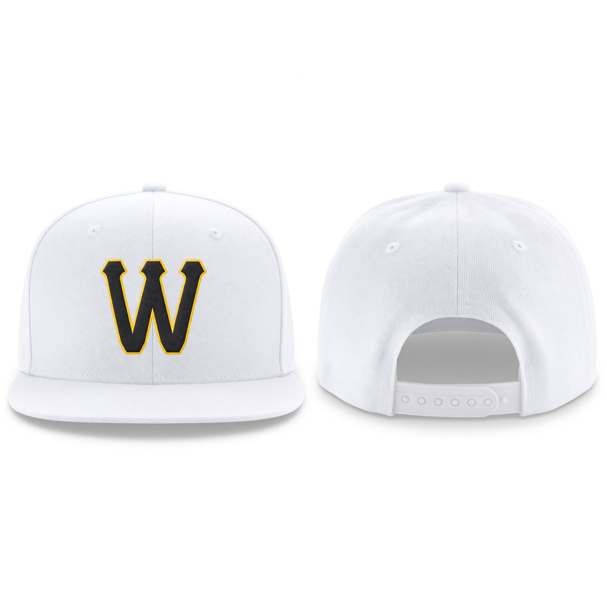 Custom White Black-Gold Stitched Adjustable Snapback Hat