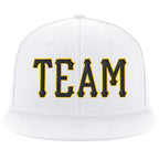 Custom White Black-Gold Stitched Adjustable Snapback Hat photo 2