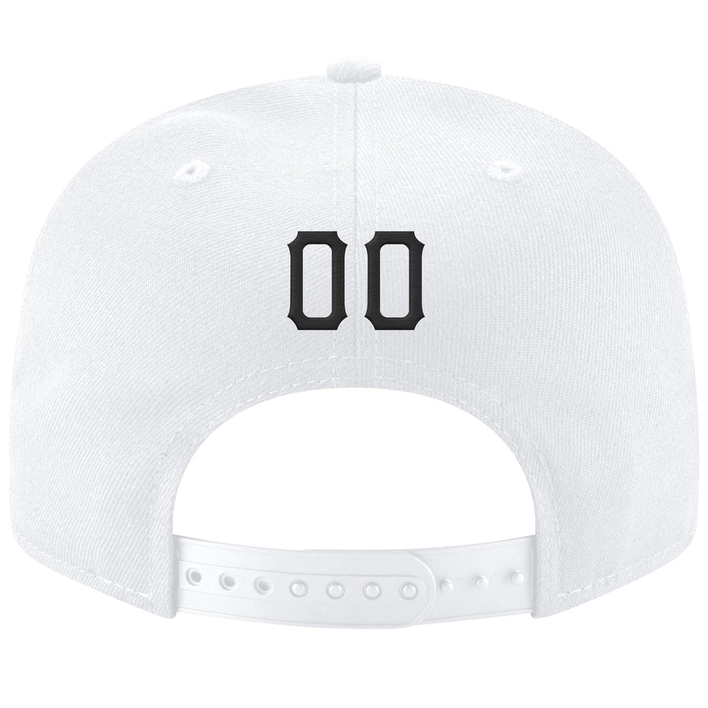 Custom White Black-Gold Stitched Adjustable Snapback Hat photo 3