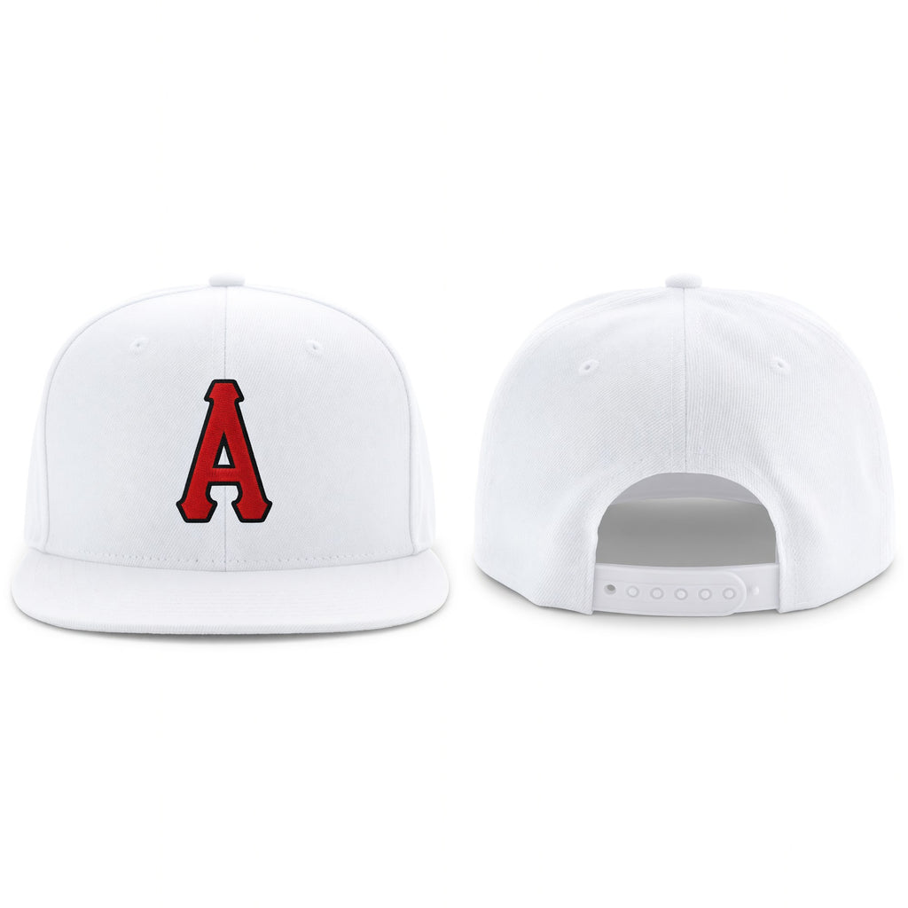 Custom White Red-Black Stitched Adjustable Snapback Hat