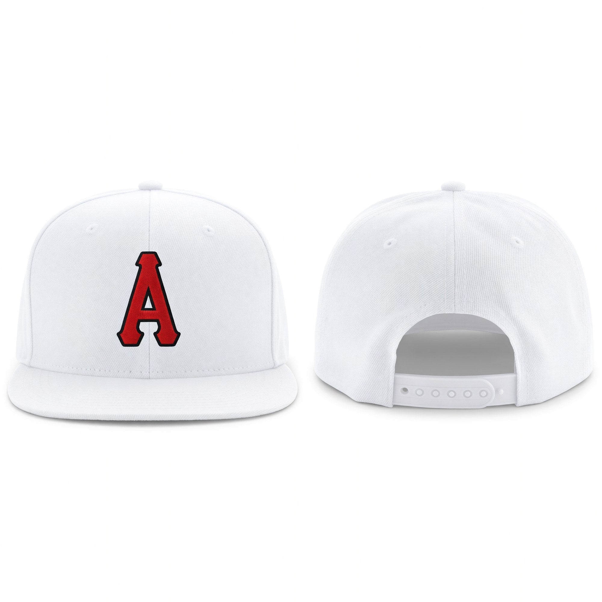 Custom White Red-Black Stitched Adjustable Snapback Hat