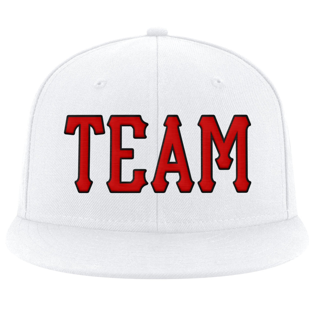 Custom White Red-Black Stitched Adjustable Snapback Hat photo 2
