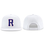 Custom White Royal-Red Stitched Adjustable Snapback Hat
