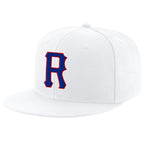 Custom White Royal-Red Stitched Adjustable Snapback Hat photo 1