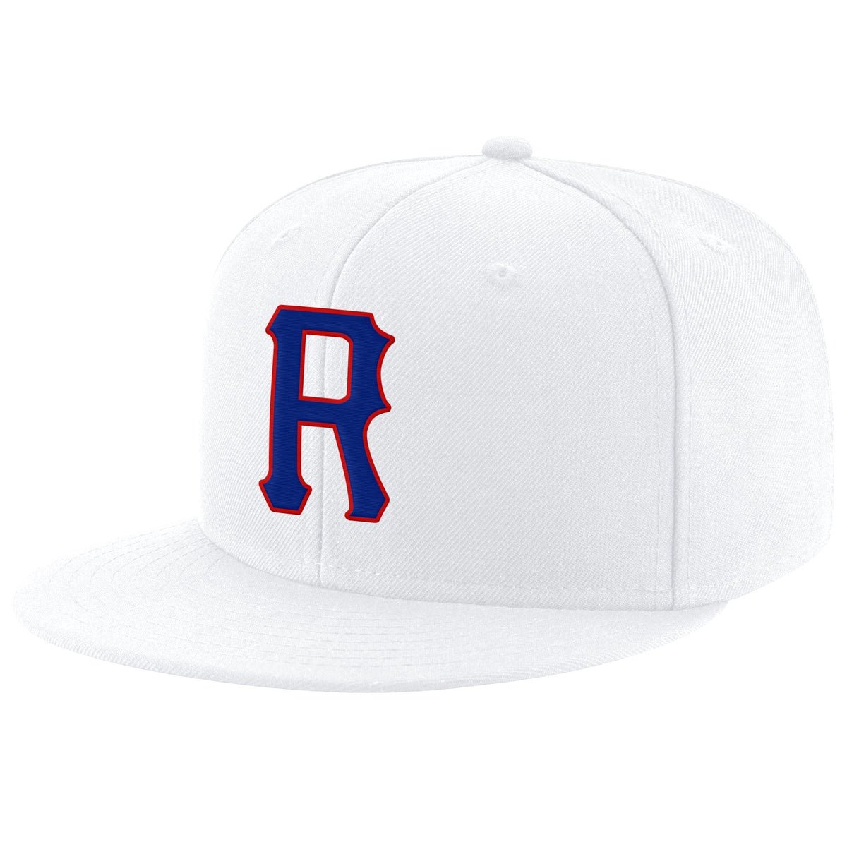 Custom White Royal-Red Stitched Adjustable Snapback Hat photo 1