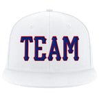 Custom White Royal-Red Stitched Adjustable Snapback Hat photo 2