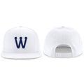 Custom White Navy Stitched Adjustable Snapback Hat