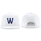 Custom White Navy Stitched Adjustable Snapback Hat