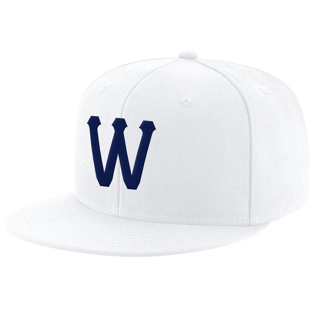 Custom White Navy Stitched Adjustable Snapback Hat photo 1