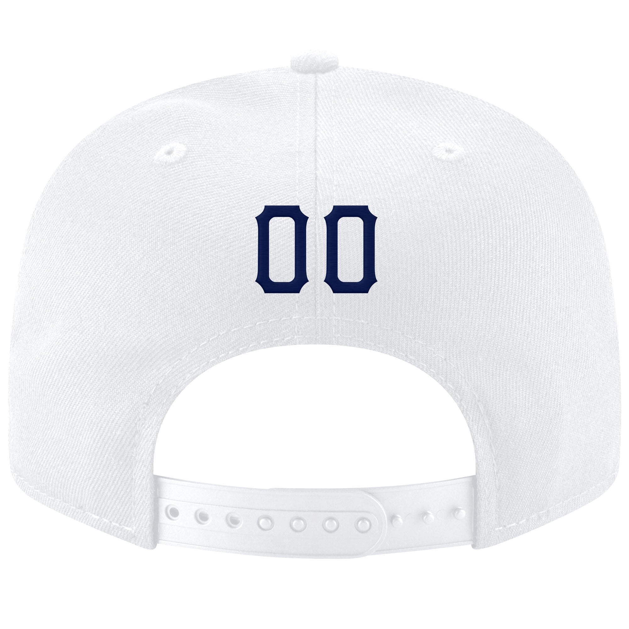 Custom White Navy Stitched Adjustable Snapback Hat photo 3