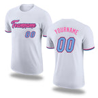 Custom White Light Blue-Pink Performance T-Shirt