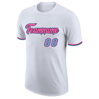 Custom White Light Blue-Pink Performance T-Shirt photo 4