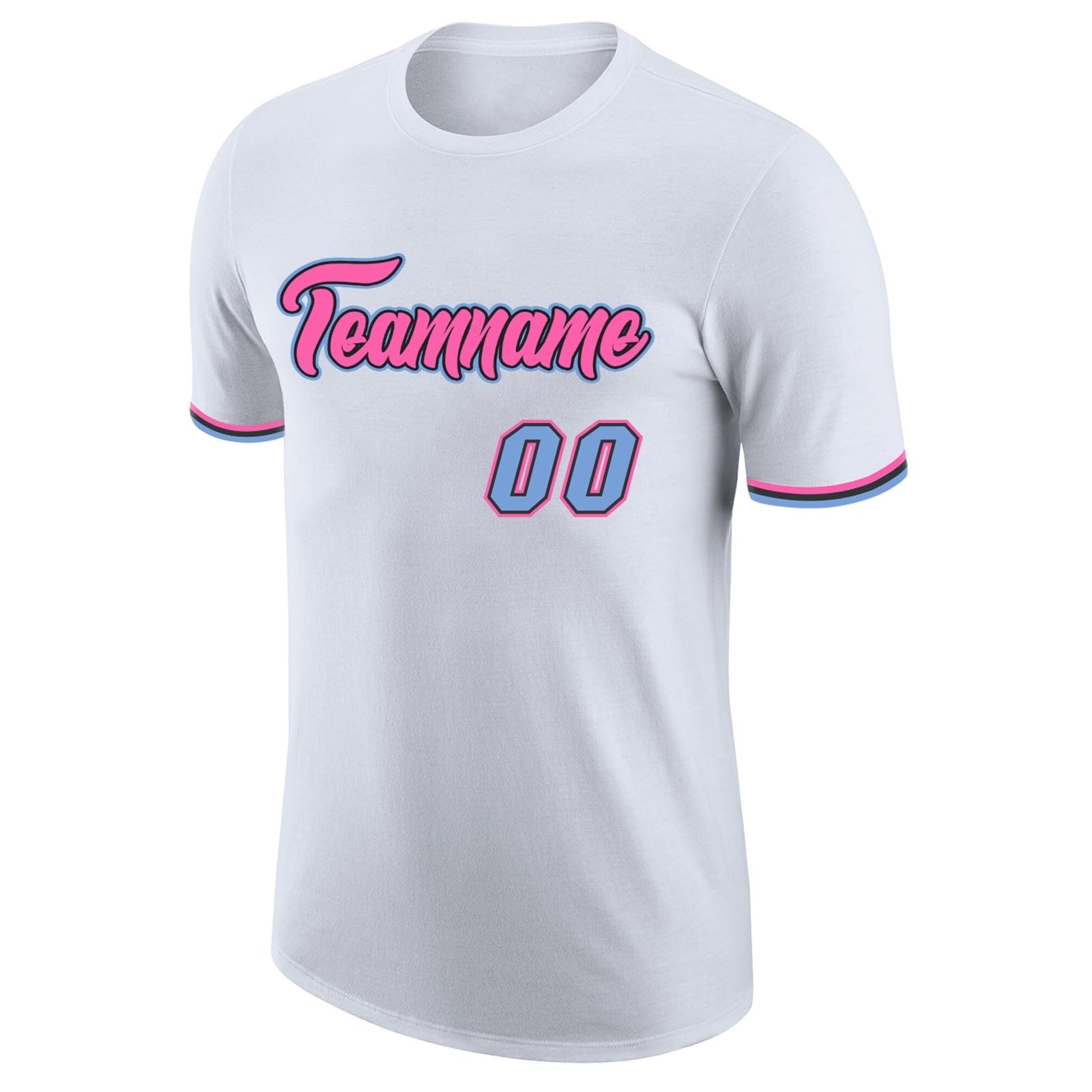 Custom White Light Blue-Pink Performance T-Shirt photo 4