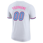 Custom White Light Blue-Pink Performance T-Shirt photo 5