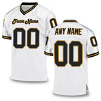 Custom White Black-Old Gold Mesh Authentic Throwback Football Jersey