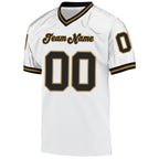 Custom White Black-Old Gold Mesh Authentic Throwback Football Jersey photo 2