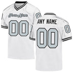 Custom White Silver-Black Mesh Authentic Throwback Football Jersey