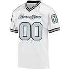 Custom White Silver-Black Mesh Authentic Throwback Football Jersey photo 1