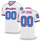 Custom White Powder Blue-Pink Mesh Authentic Throwback Football Jersey