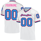 Custom White Powder Blue-Pink Mesh Authentic Throwback Football Jersey photo 1