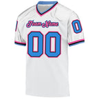Custom White Powder Blue-Pink Mesh Authentic Throwback Football Jersey photo 2