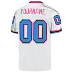 Custom White Powder Blue-Pink Mesh Authentic Throwback Football Jersey photo 3