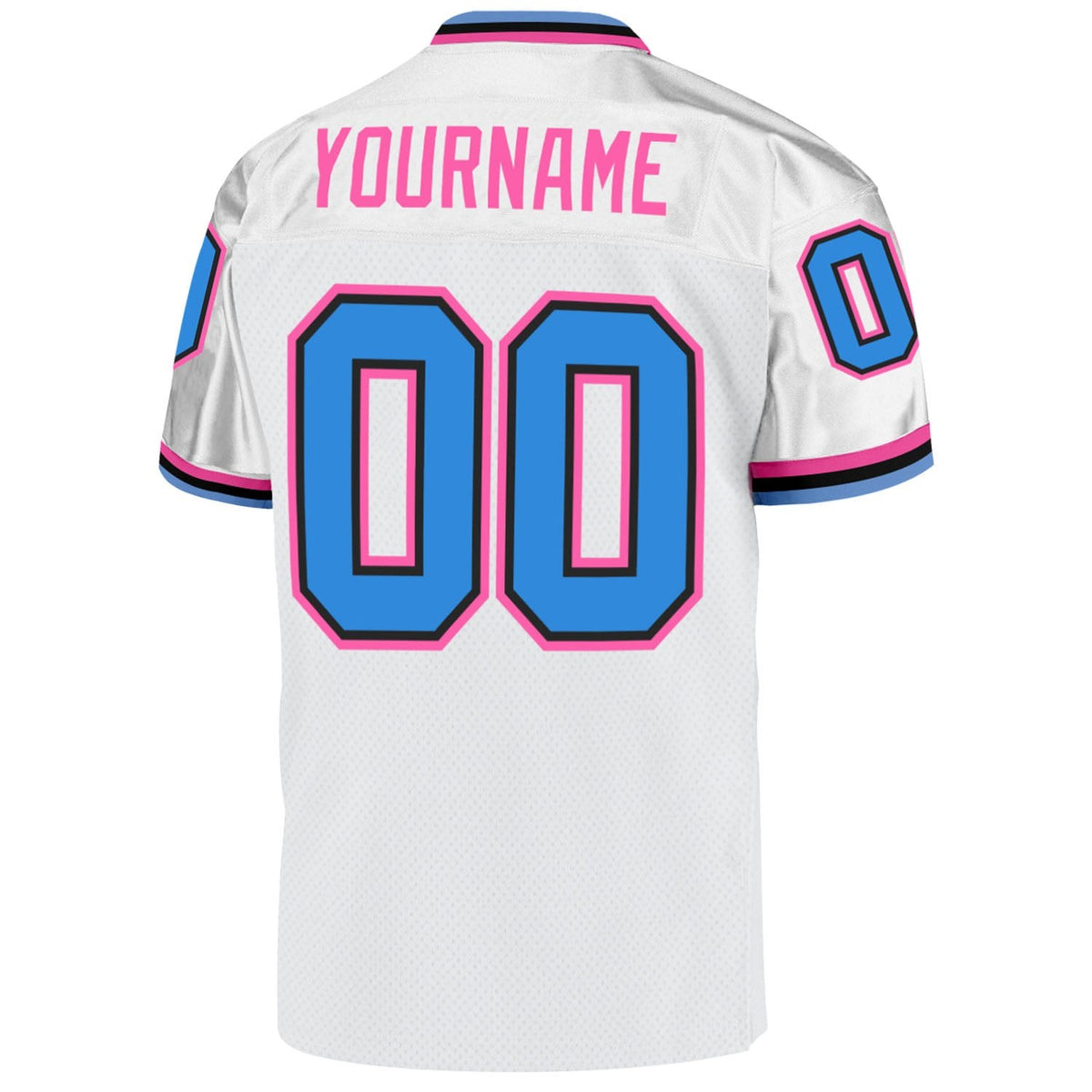 Custom White Powder Blue-Pink Mesh Authentic Throwback Football Jersey photo 3