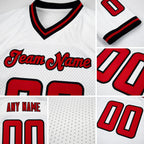 Custom White Red-Black Mesh Authentic Throwback Football Jersey detail