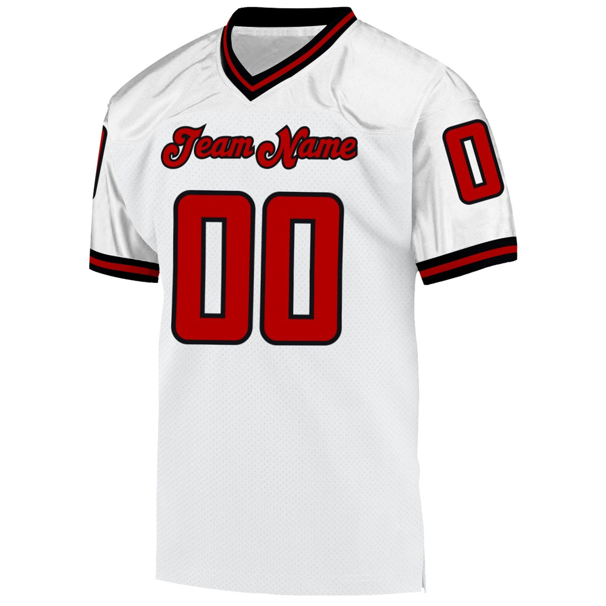 Custom White Red-Black Mesh Authentic Throwback Football Jersey photo 2