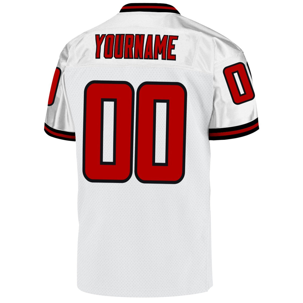 Custom White Red-Black Mesh Authentic Throwback Football Jersey photo 3