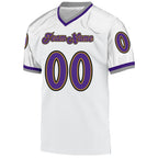 Custom White Purple-Old Gold Mesh Authentic Throwback Football Jersey photo 1