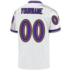 Custom White Purple-Old Gold Mesh Authentic Throwback Football Jersey photo 2