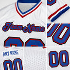 Custom White Royal-Red Mesh Authentic Throwback Football Jersey detail