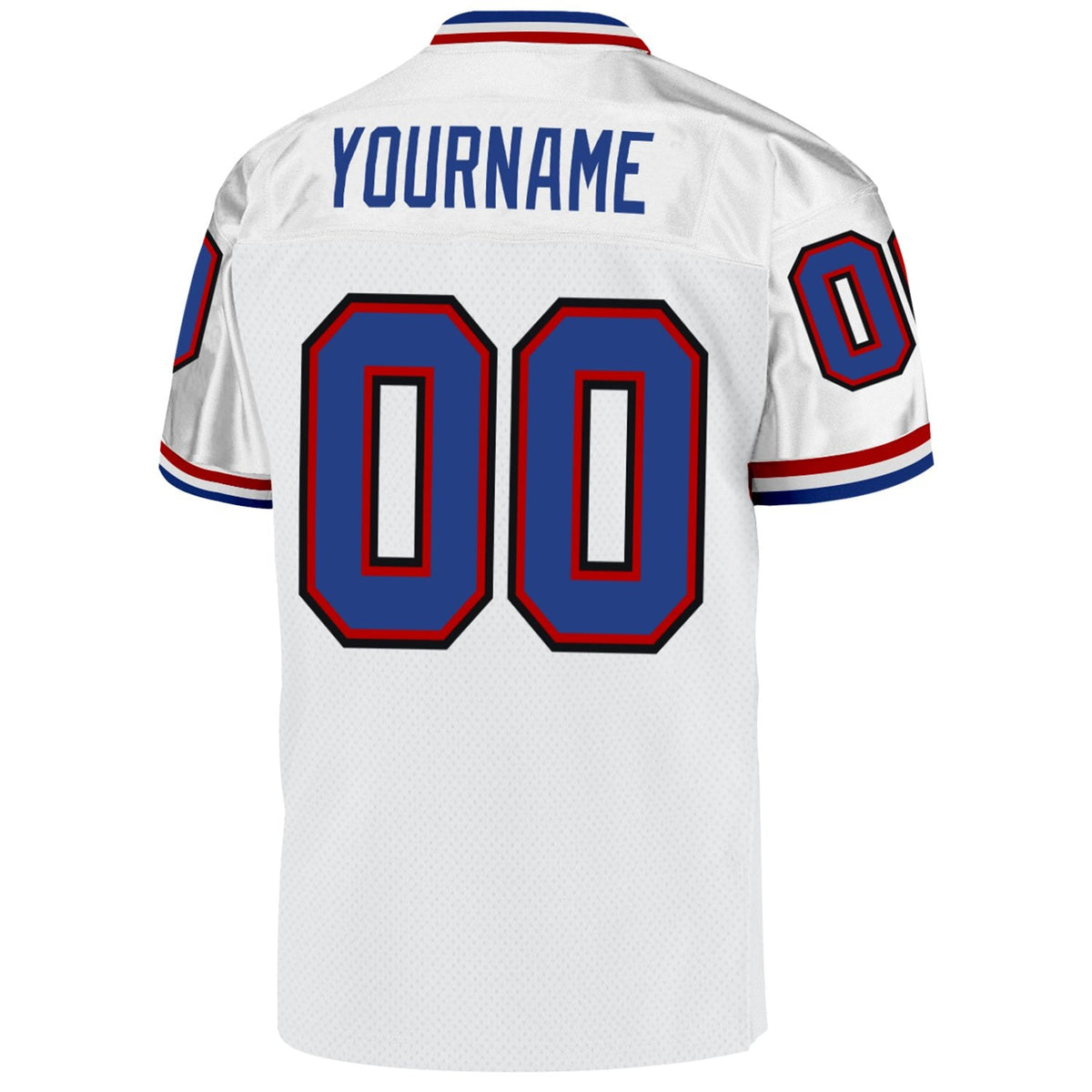 Custom White Royal-Red Mesh Authentic Throwback Football Jersey photo 3
