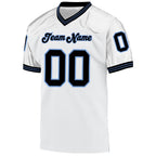 Custom White Black-Light Blue Mesh Authentic Throwback Football Jersey photo 2